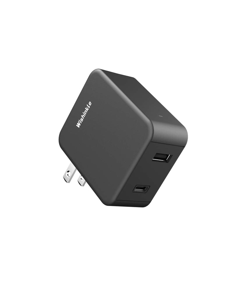 [Australia - AusPower] - Wishinkle USB Wall Charger, Dual Ports 36W Fast USB C Charger, PD/QC3.0 Power Adapter with Foldable Portable Plug for iPhone 11/Xs/XS Max/XR/X/8/7/6/Plus, Samsung, Google Pixel, iPad Pro and More Black, 36W 