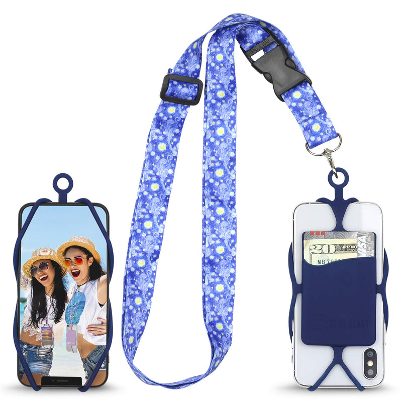 [Australia - AusPower] - Gear Beast Universal Crossbody Pocket Cell Phone Lanyard Compatible with iPhone, Galaxy & Most Smartphones, Includes Phone Case Holder,Neck Strap Starry Night 