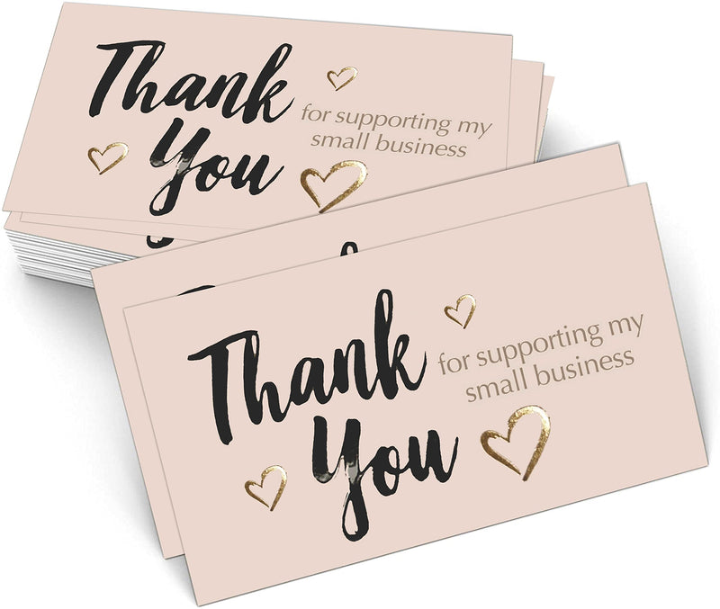 [Australia - AusPower] - Easykart 120 Thank You For Supporting My Small Business Cards, Gold Foil Business Card Size 3.5" x2", Thank You Cards for Online Retail Shop, Small Business, Customer Package Inserts 1 PACK 