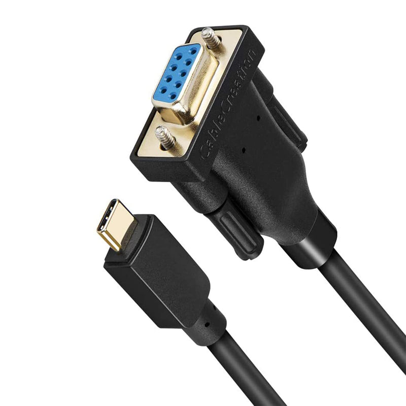 [Australia - AusPower] - CableCreation USB-C to RS232 Serial Adapter with PL2303 Chip 10 Feet, RS232 DB9 Female Converter Cable Thunderbolt 3 Port Compatible with MacBook Pro, iMac, XPS 13, XPS 15, Surface Pro, 3M Black 