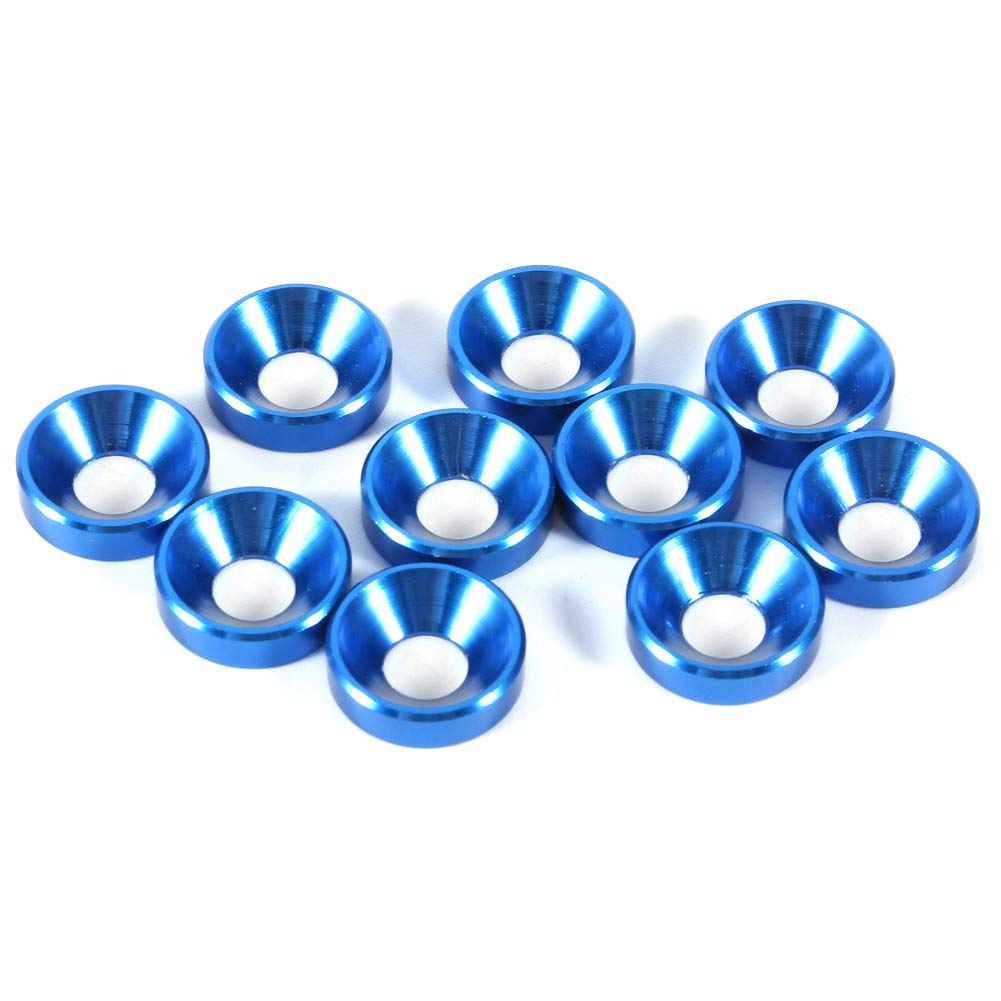 [Australia - AusPower] - Countersunk Head Anodized Washers 10Pcs M5 Aluminum Alloy Cone Cup Head Screw Gasket Royal Blue 