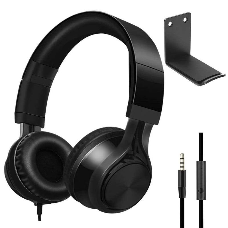 [Australia - AusPower] - Over Ear Headphones with Aluminum Headphone Stand Hanger, SourceTon 3.5mm Gaming Headset Noise Isolating with Mic and Volume Control for TV, PC and Cell Phone 
