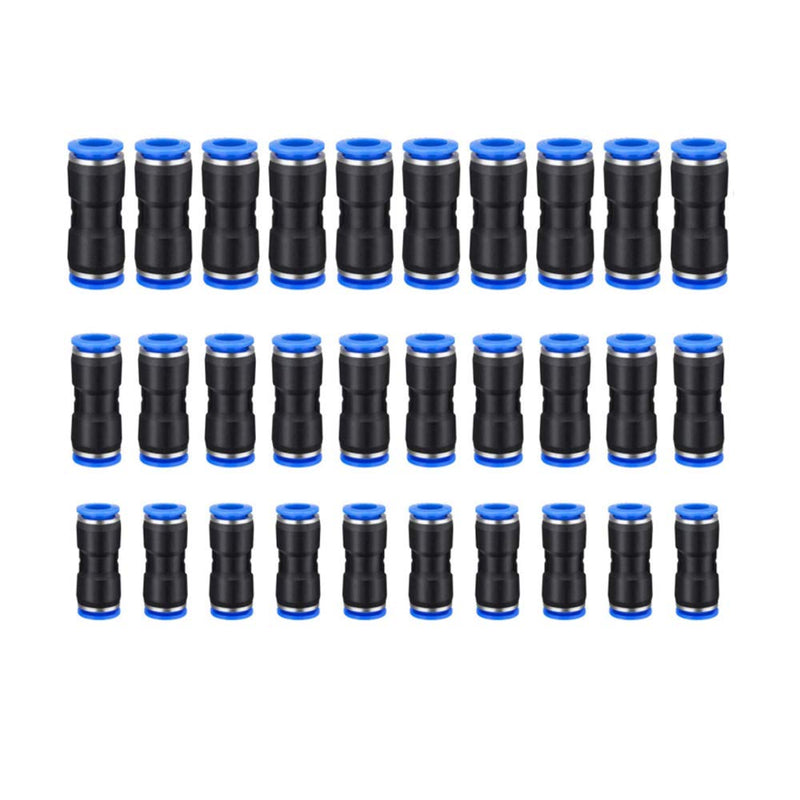 [Australia - AusPower] - 30 Pieces Straight Push Connectors, 6/8 /10 mm Quick Fitting Set, Quick Release Pneumatic Connectors Air Line Fittings for 1/4 5/16 3/8 Tube (2 Way) 