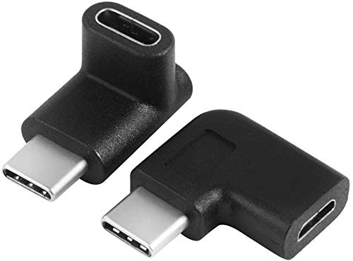 [Australia - AusPower] - USB C Right Angle Adapter, 90 Degree USB C Type C Male to Female Converter, USB 3.1 Type-C Extension Adapter for Laptops, Tablets, Mobile Phones (2Pack) 