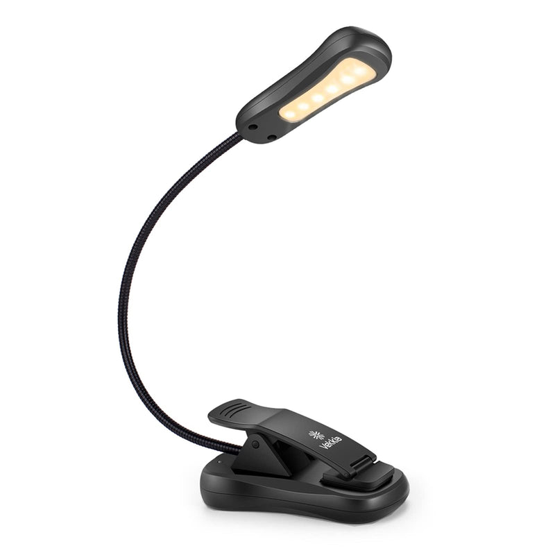 [Australia - AusPower] - Vekkia Rechargeable 3000K LED Book Light, Easy Clip on Reading Lights for Reading in Bed. Perfect for Readers & Kids Black 