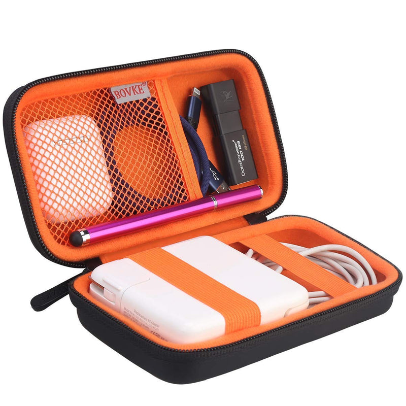 [Australia - AusPower] - BOVKE Carrying Case Hard Protective Case Impact Resistant Travel Power Bank Pouch Bag USB Cable Organizer for Earbuds, Cable Cords, Charger Adapter, Electronic Accessories Case Wallet, Black 