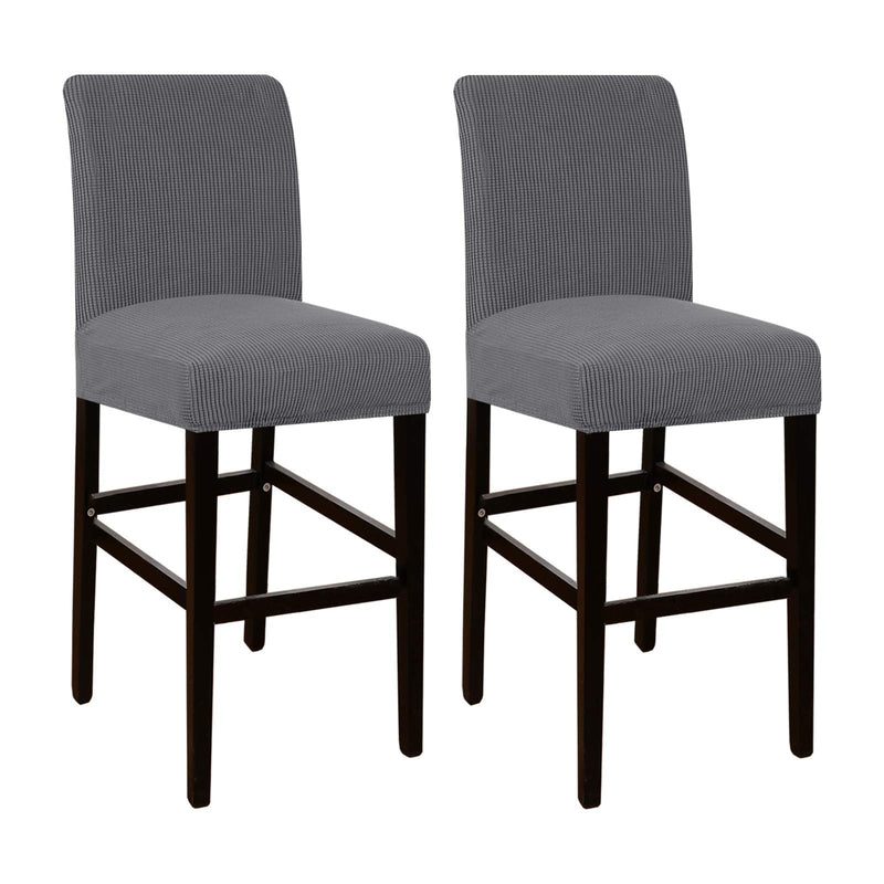 [Australia - AusPower] - High Stretch Bar Stool Cover Pub Counter Stool Chair Slipcover for Dining Room Cafe Furniture Chair Seat Cover Stretch Protectors Non Slip with Elastic Bottom Set of 2, Gray Grey 
