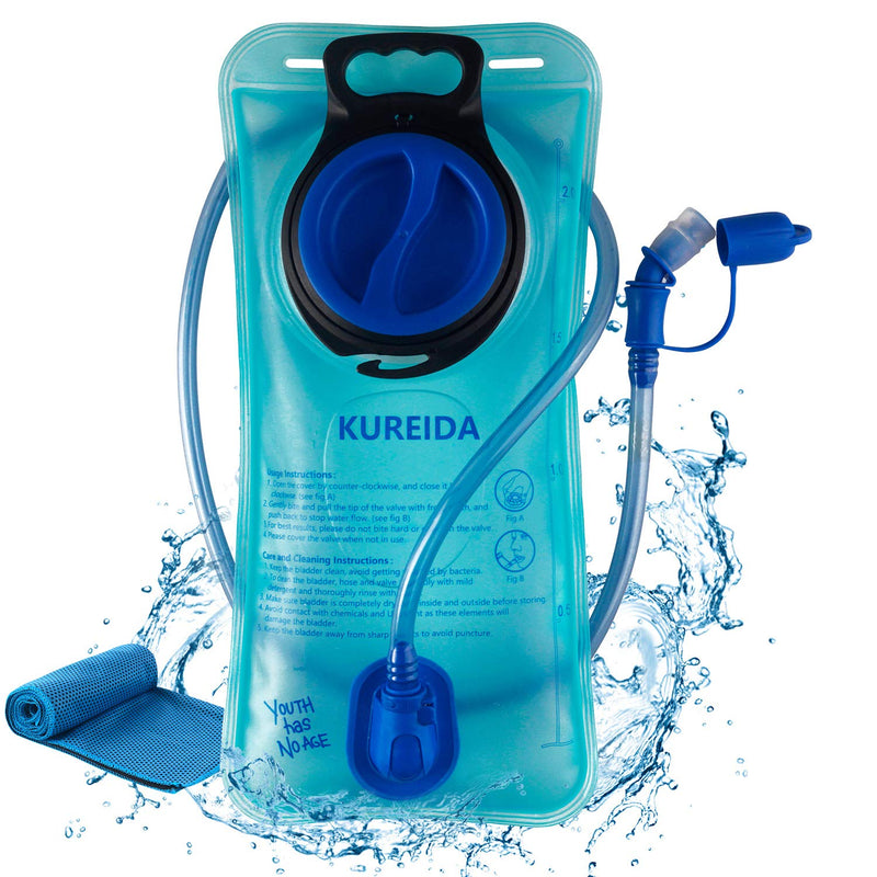 [Australia - AusPower] - KUREIDA Hydration Bladder 2 Liter Leak Proof Water Reservoir,BPA Free,Wide Opening, Military Water Bladder Combined with Hydration Backpacks for Biking Hiking Running Camping Climbing. 