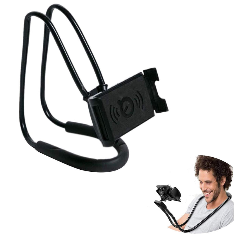 [Australia - AusPower] - Lazy Cell Phone Mount Hanging on Neck, Airlxf Flexible Long Arms Stand Clip Holder Stand 360 Rotating DIY Free Rotating Multiple Functions for Desk Bed, Bike and Motorcycle (Black) Black 