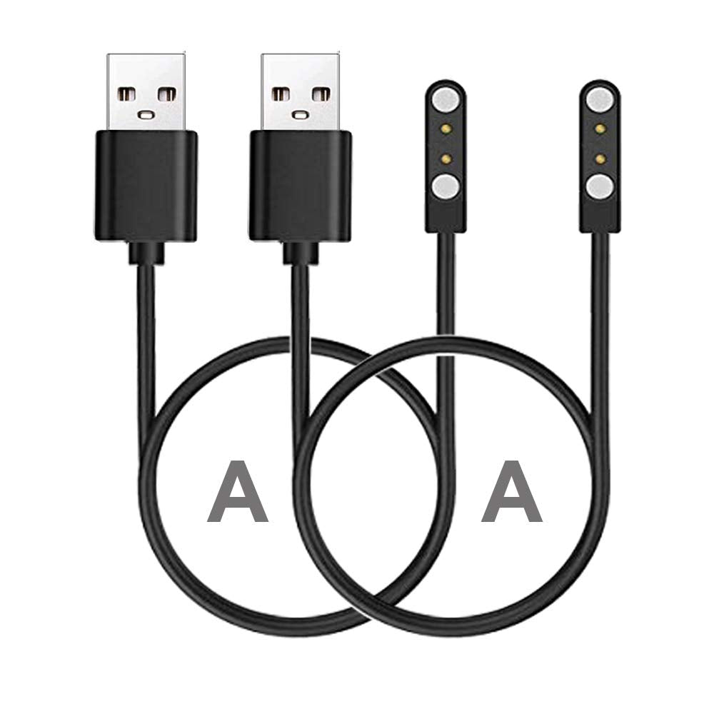 [Australia - AusPower] - smaate Chargers 2-Pack, ONLY for ID205L ID205U ID205S ID205G FC1 Veryfitpro Smart Watch, and IW1 EW1 GT01 ID206 C16 C17 A3_112, Compatible with TOZO S2, Magnetic, Replacement Charging Cables A+A Type 