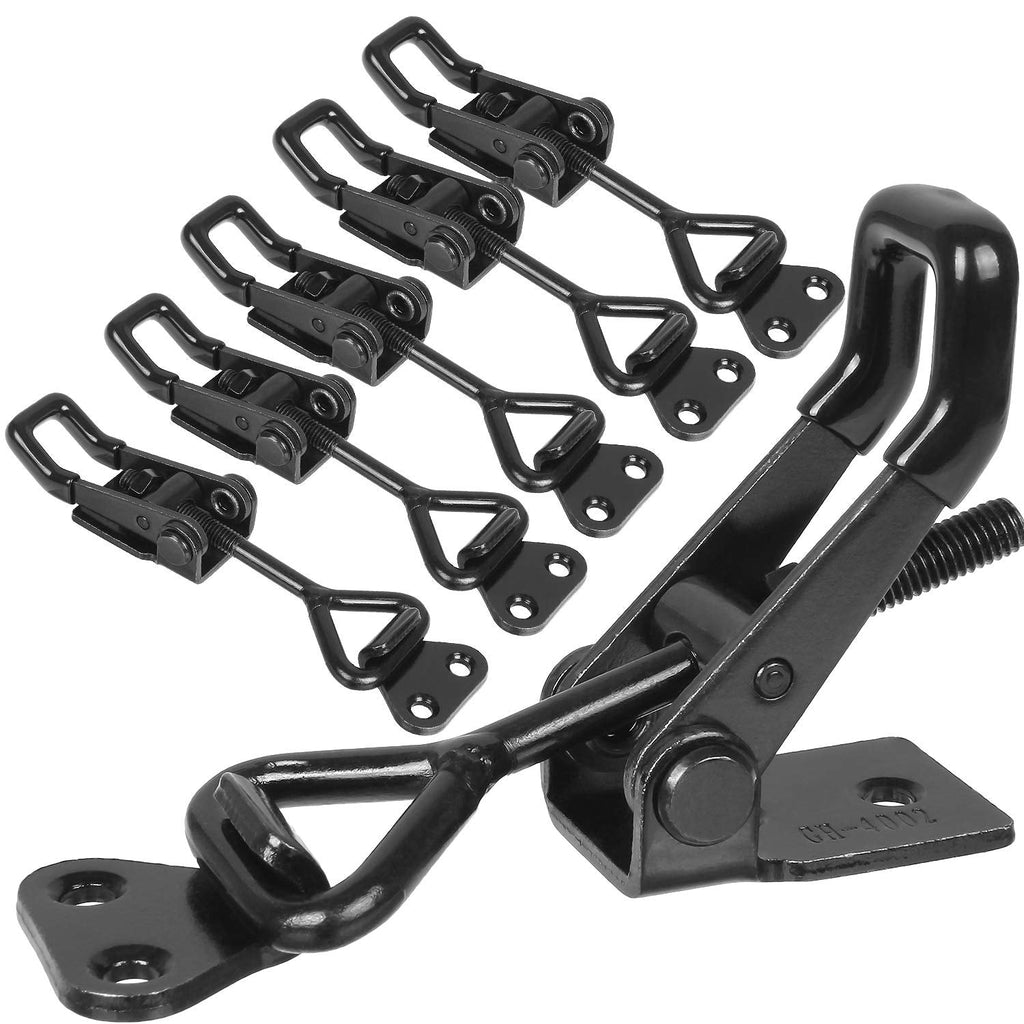[Australia - AusPower] - Black Toggle Latch Clamp, 6Pcs Heavy Duty Adjustable Toggle Clamp, 550lbs Holding Capacity Smoker Door Latch, Metal Pull Latch for Box, Gate, Cabinet, Case 