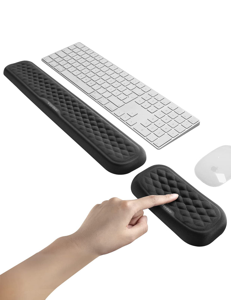 [Australia - AusPower] - VAYDEER Keyboard and Mouse Wrist Rest Pad Set Padded Memory Foam Hand Rest Support for Office, Computer, Laptop, Mac Typing and Wrist Pain Relief and Repair(Large Set) Large keyboard wrist rest + Small mouse wrist rest 