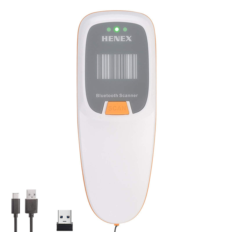 [Australia - AusPower] - HENEX 2.4G Wireless Barcode Scanner Compatible Bluetooth 3-in-1 Small Portable USB 1D 2D Bar Code Scanner Mini Wired Barcode Reader, Support Screen Scan, for Tablet iPhone IPad Android Windows Mac 