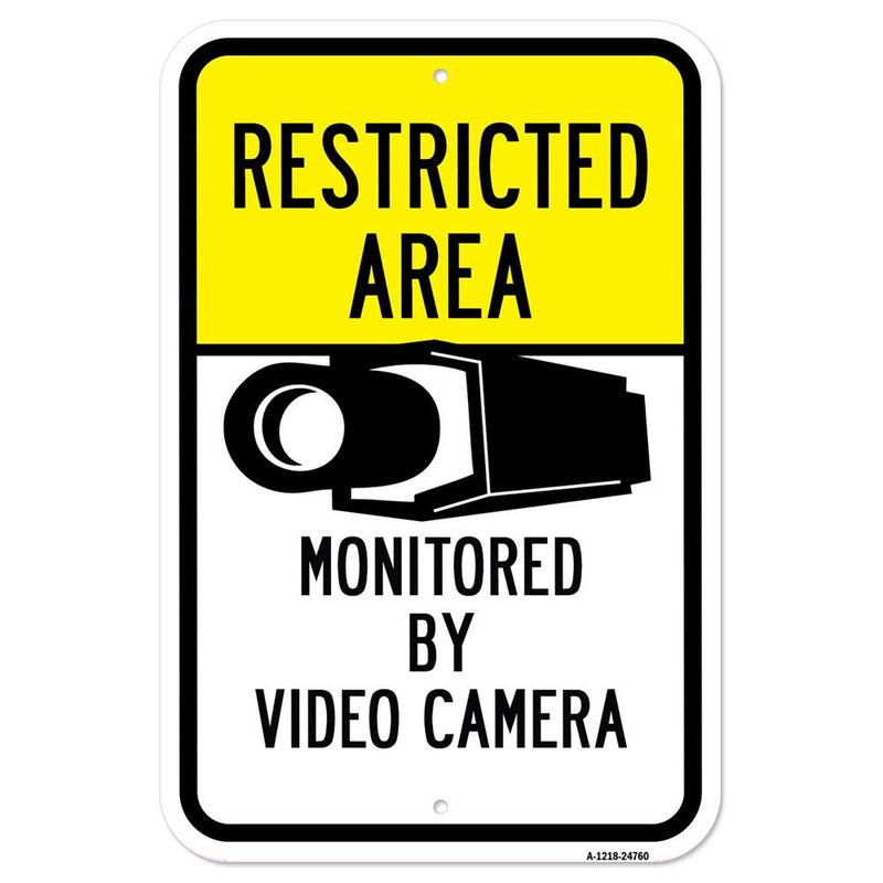 [Australia - AusPower] - Restricted Area Monitored by Video Camera #2 | 12" X 18" Heavy-Gauge Aluminum Rust Proof Parking Sign | Protect Your Business & Municipality | Made in The USA 