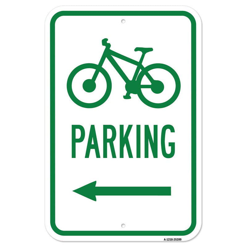[Australia - AusPower] - Bicycle Parking with Left Arrow | 12" X 18" Heavy-Gauge Aluminum Rust Proof Parking Sign | Protect Your Business & Municipality | Made in The USA 