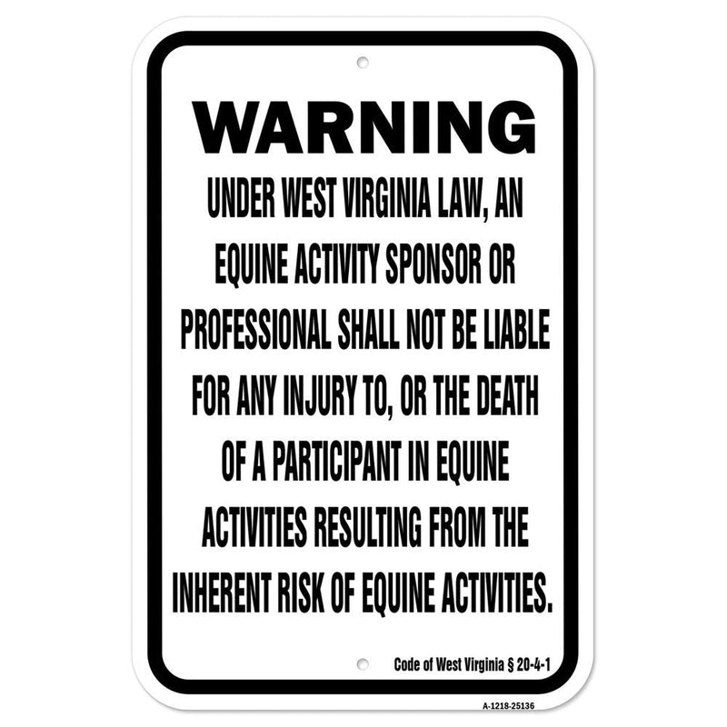 [Australia - AusPower] - West Virginia Equine | 12" X 18" Heavy-Gauge Aluminum Rust Proof Parking Sign | Protect Your Business & Municipality | Made in The USA 
