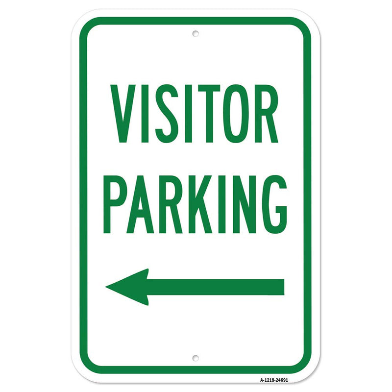 [Australia - AusPower] - Visitor Parking with Left Arrow | 12" X 18" Heavy-Gauge Aluminum Rust Proof Parking Sign | Protect Your Business & Municipality | Made in The USA 
