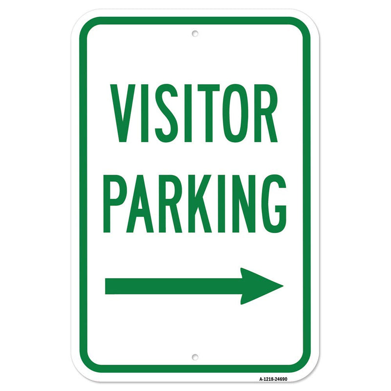 [Australia - AusPower] - Visitor Parking with Right Arrow | 12" X 18" Heavy-Gauge Aluminum Rust Proof Parking Sign | Protect Your Business & Municipality | Made in The USA 