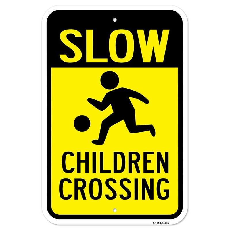 [Australia - AusPower] - Slow Children Crossing | 12" X 18" Heavy-Gauge Aluminum Rust Proof Parking Sign | Protect Your Business & Municipality | Made in The USA 
