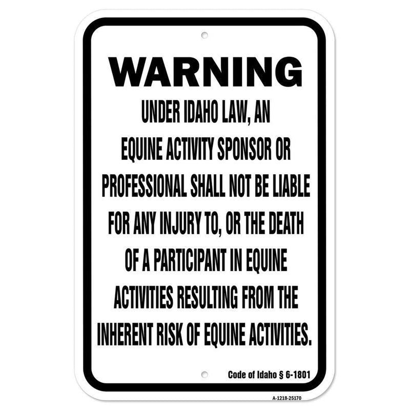 [Australia - AusPower] - Idaho Equine | 12" X 18" Heavy-Gauge Aluminum Rust Proof Parking Sign | Protect Your Business & Municipality | Made in The USA 
