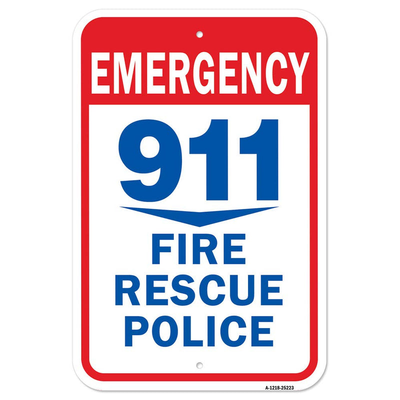 [Australia - AusPower] - Emergency 911 Fire Rescue Police | 12" X 18" Heavy-Gauge Aluminum Rust Proof Parking Sign | Protect Your Business & Municipality | Made in The USA 
