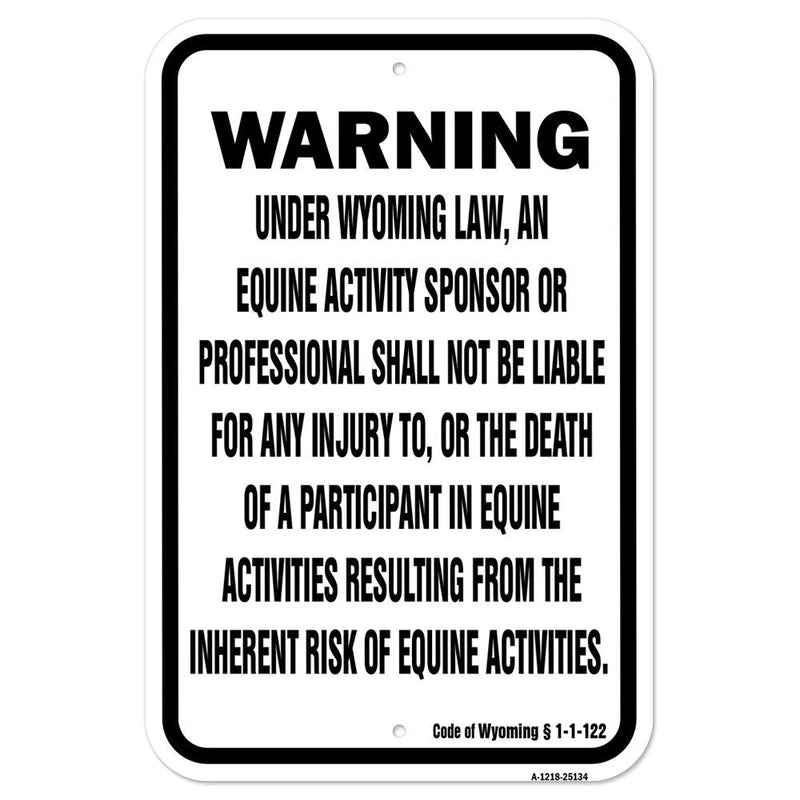 [Australia - AusPower] - Wyoming Equine | 12" X 18" Heavy-Gauge Aluminum Rust Proof Parking Sign | Protect Your Business & Municipality | Made in The USA 
