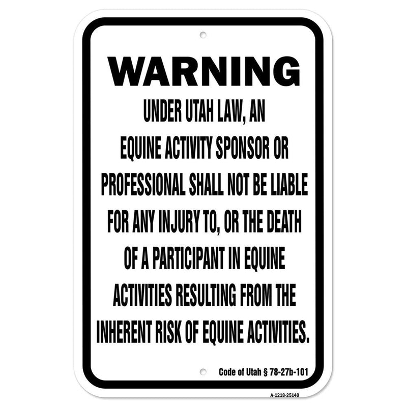 [Australia - AusPower] - Utah Equine | 12" X 18" Heavy-Gauge Aluminum Rust Proof Parking Sign | Protect Your Business & Municipality | Made in The USA 