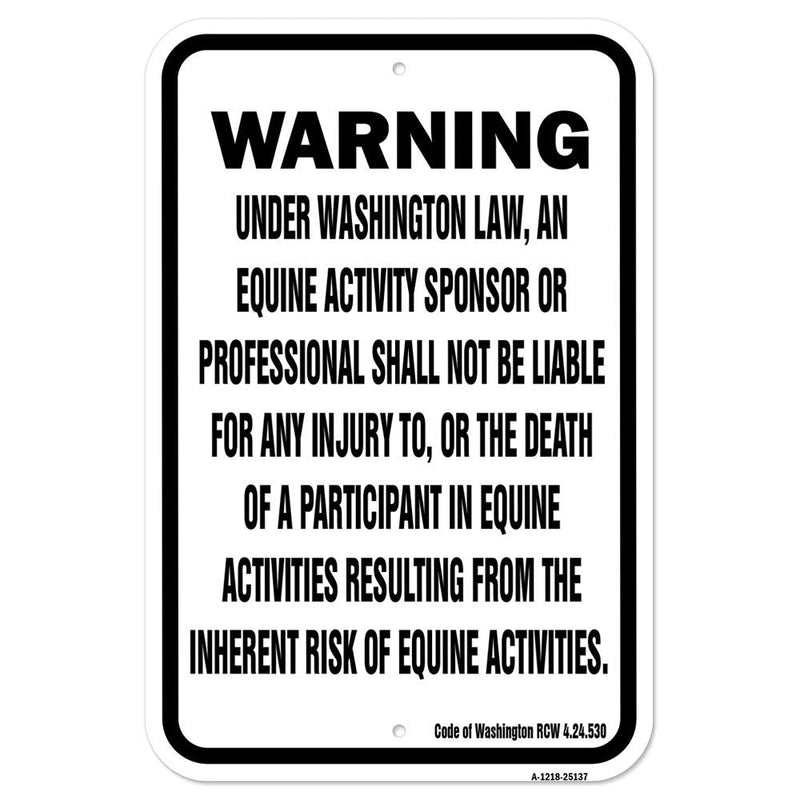 [Australia - AusPower] - Washington Equine | 12" X 18" Heavy-Gauge Aluminum Rust Proof Parking Sign | Protect Your Business & Municipality | Made in The USA 