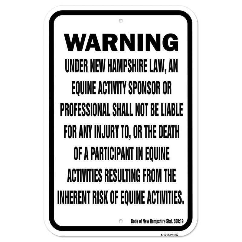 [Australia - AusPower] - New Hampshire Equine | 12" X 18" Heavy-Gauge Aluminum Rust Proof Parking Sign | Protect Your Business & Municipality | Made in The USA 