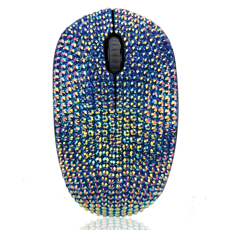 [Australia - AusPower] - Bling Dazzling 2.4GHz Wireless Silent Mouse Covered with Rhinestone Crystal, Crystallized Mouse with USB Receiver, Compatible with Notebook, PC, Laptop, Computer, MacBook,Great Gift (Blue) blue 