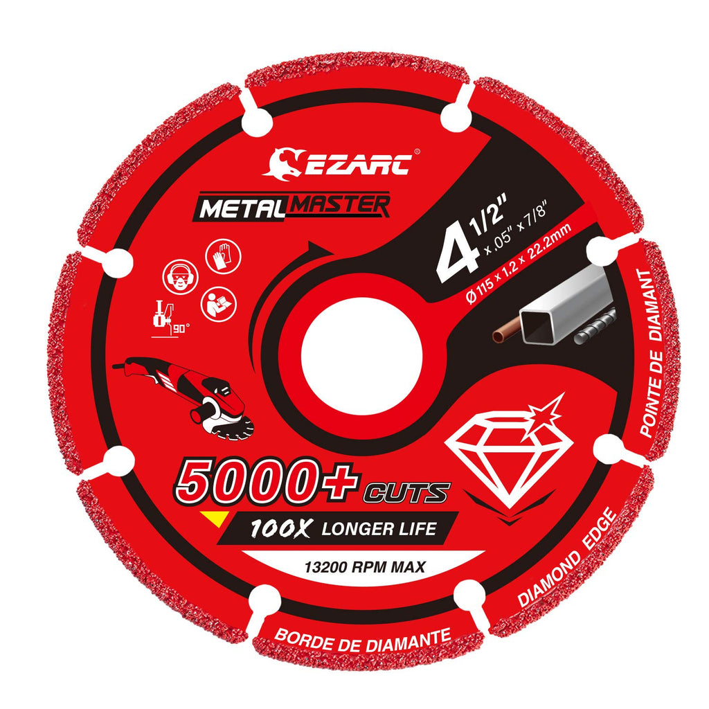 [Australia - AusPower] - EZARC Diamond Cutting Wheel 4-1/2 x 7/8 Inch for Metal, Cut Off Wheel with 5000+ Cuts on Rebar, Steel, Iron and INOX 