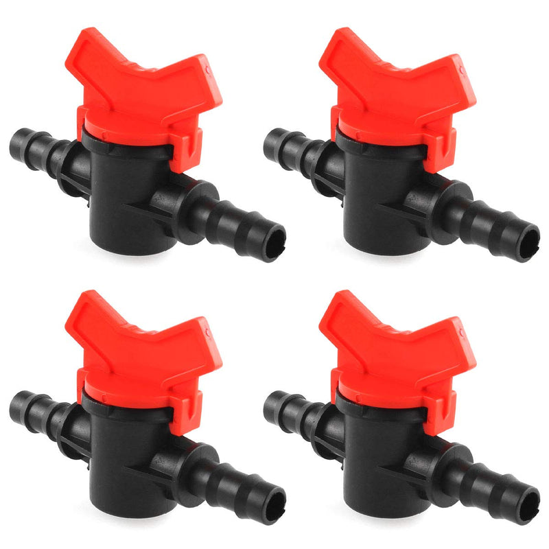[Australia - AusPower] - DGZZI Barbed Ball Valve 4PCS 3/8-Inch ID in-Line Ball Valve Shut-Off Switch with Hose Barb for Drip Irrigation and Aquariums 