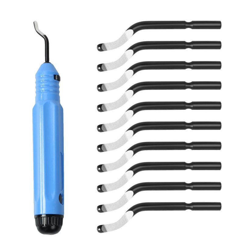 [Australia - AusPower] - Deburring Tool Kit Edge Cutters Set, Askwhy Anti-Slip NB1100 Handle+10pcs Extra BS1010 Deburring Blades, Burr Remover Hand Tool for Wood, Metal, Plastic,Aluminum, Copper and Steel 