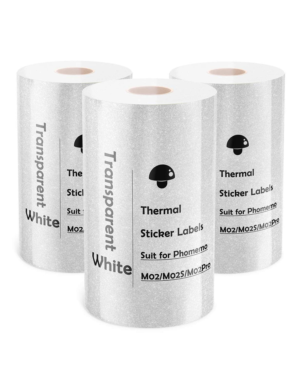 [Australia - AusPower] - Phomemo Printer Paper- Adhesive Transparent White Thermal Sticker Labels, for Phomemo M02/M02 Pro/M02S/M03 Pocket Bluetooth Thermal Printer, 50mm x 3.5m, 3 Rolls Tags 