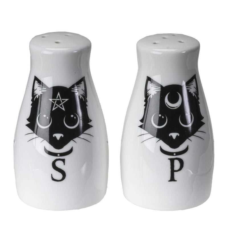 [Australia - AusPower] - Summit Collection Alchemy Gothic Magick Cats Salt and Pepper Shaker Set Bone China Spooky Black Cats Halloween Decor 