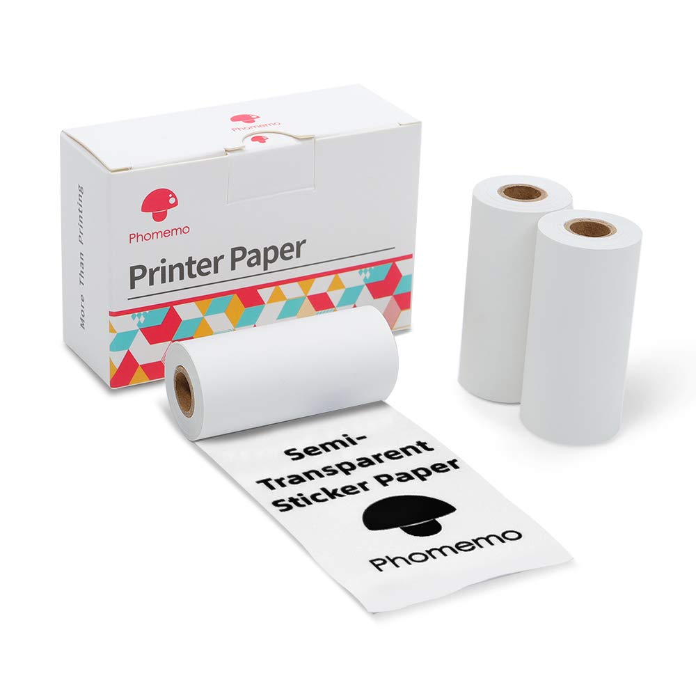 [Australia - AusPower] - Phomemo Printer Paper Semi-Transparent Sticker Thermal Labels, for Phomemo M02/M02 Pro/M02S/M03 Pocket Bluetooth Thermal Printer, 50mm x 3.5m, 3 Rolls Tags 