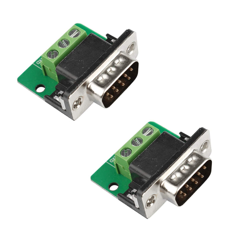 [Australia - AusPower] - Futheda 2PCS D-sub DB9 Interface Breakout Board Connector 9 Pin 2 Row Male RS-232 Serial Port Solderless Terminal Block Adapter 