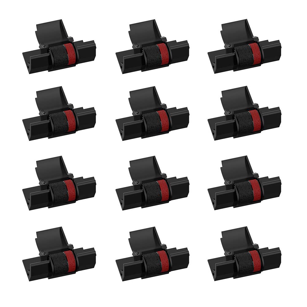 [Australia - AusPower] - Bigger (12-Pack) Compatible Ribbon Replacement for IR-40T CP13 MP-12D Calculator Ink Roller Printer Ribbons Used with Canon, Sharp EL-1750V, EL-1801V, and More, Black and Red, Individually Sealed 12 Pack 