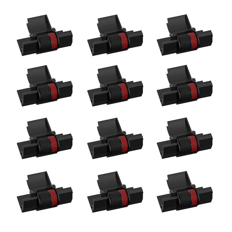[Australia - AusPower] - Bigger (12-Pack) Compatible Ribbon Replacement for IR-40T CP13 MP-12D Calculator Ink Roller Printer Ribbons Used with Canon, Sharp EL-1750V, EL-1801V, and More, Black and Red, Individually Sealed 12 Pack 