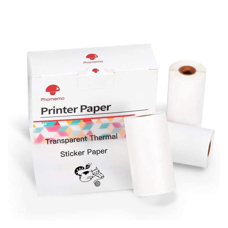 [Australia - AusPower] - Phomemo Adhesive Transparent Thermal Sticker Labels, for Phomemo M02/M02 Pro/M02S/M03 M04 Pocket Bluetooth Thermal Printer, 50mm x 3.5m, 3 Rolls Tags Transparent(Clear) 
