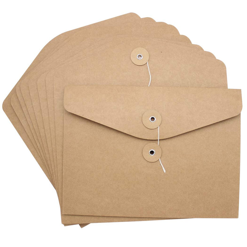 [Australia - AusPower] - Zoohot A5 Kraft String Envelope File Folder Project Pockets File Jacket Document Organizer Flat-No Expansion, 10 Packs 