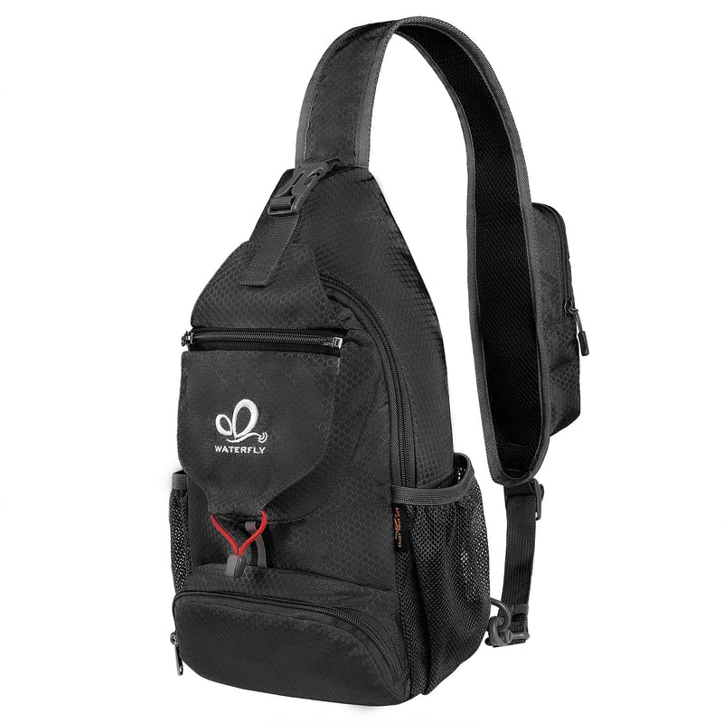 [Australia - AusPower] - WATERFLY Packable Small Crossbody Sling Backpack Shoulder Chest Bag Daypack for Hiking Traveling… Black 