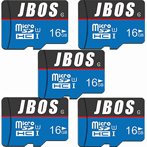 [Australia - AusPower] - 16GB Micro SD Card 5 Pack JBOS Micro SDHC Card 5pcs UHS-I Memory Card C10 U1 16 GB High Speed TF Card for Smartphone/Bluetooth Speaker/Tablet/PC/Drone/Camera 