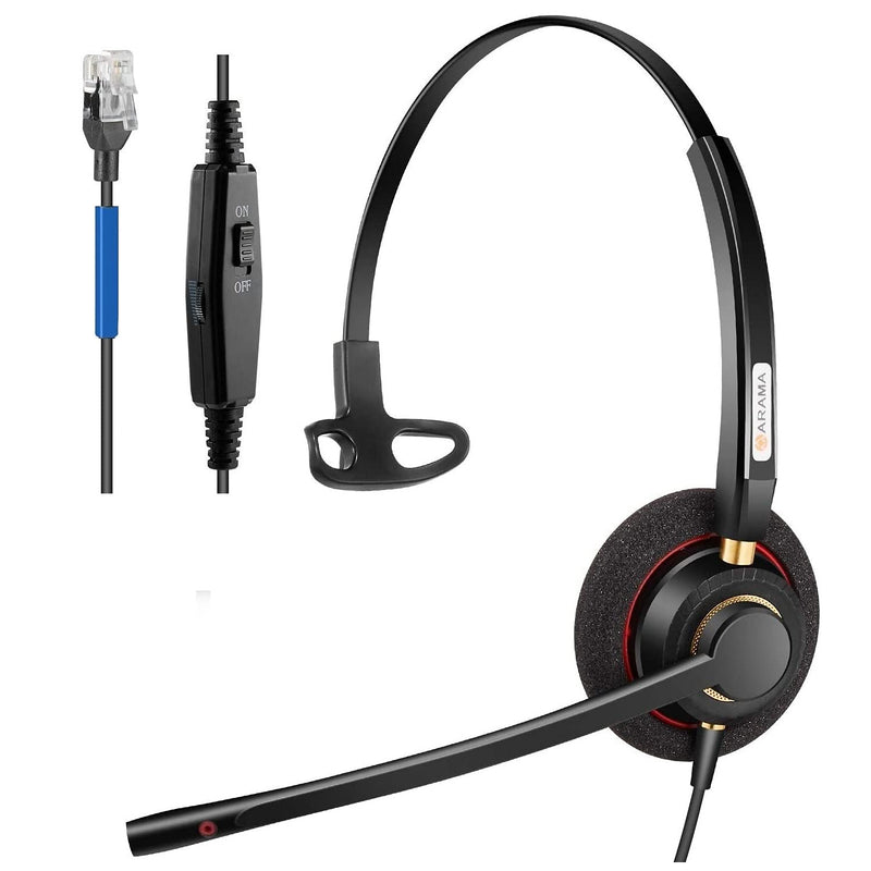 [Australia - AusPower] - Phone Headset with Microphone Noise Cancelling,Arama Office Telephone RJ9 Headsets Compatible with Yealink T20P T21P T26P T23G T46G T48G T42S T46S Avaya 1608 9608 9611 Grandstream Panasonic Snom 