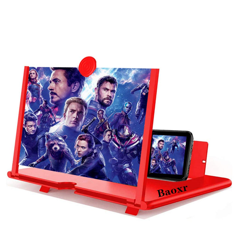 [Australia - AusPower] - Boolian 3D Screen Magnifier Amplifier, HD Amplifier Projector for Movies, Videos and Games. Foldable Phone Stand with Screen Amplifier for All Smartphones (red) 