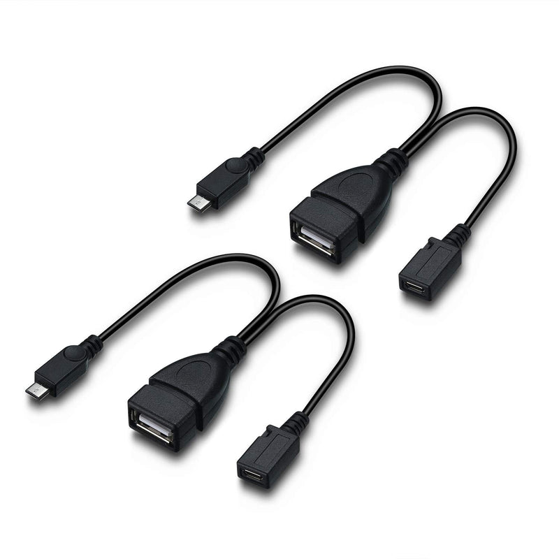 [Australia - AusPower] - ZYF Micro USB to USB Port Adapter (OTG Cable + Power Cable) for Firestick, Streaming TV Sticks, Media Devices, Android Phone Tablet - 2 Pack 