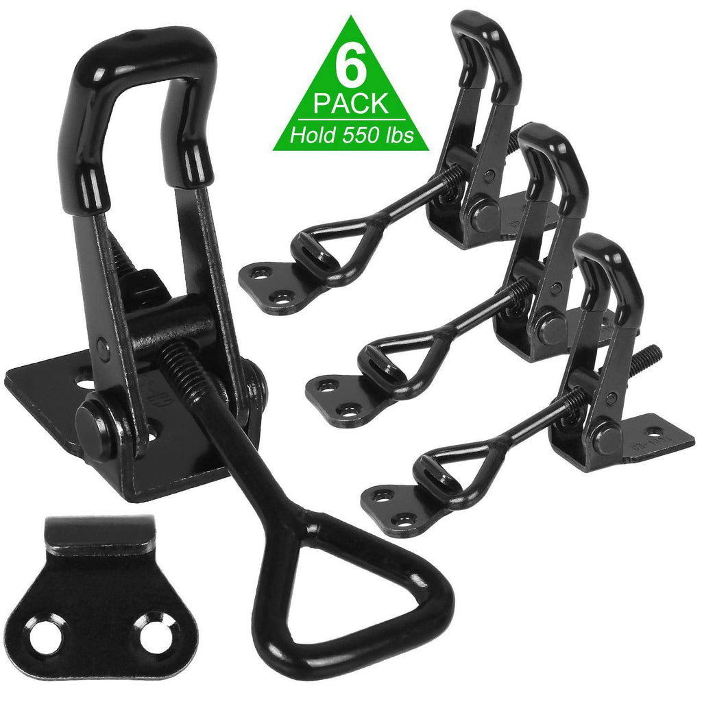 [Australia - AusPower] - 6 Pack Adjustable Toggle Clamp, 550 lbs Holding Capacity Toggle Latch Hasp Clamp GH-4002 Quick Release Pull Latch for Door, Box Case Trunk, Smoker Door, Jig Black-6 pcs 