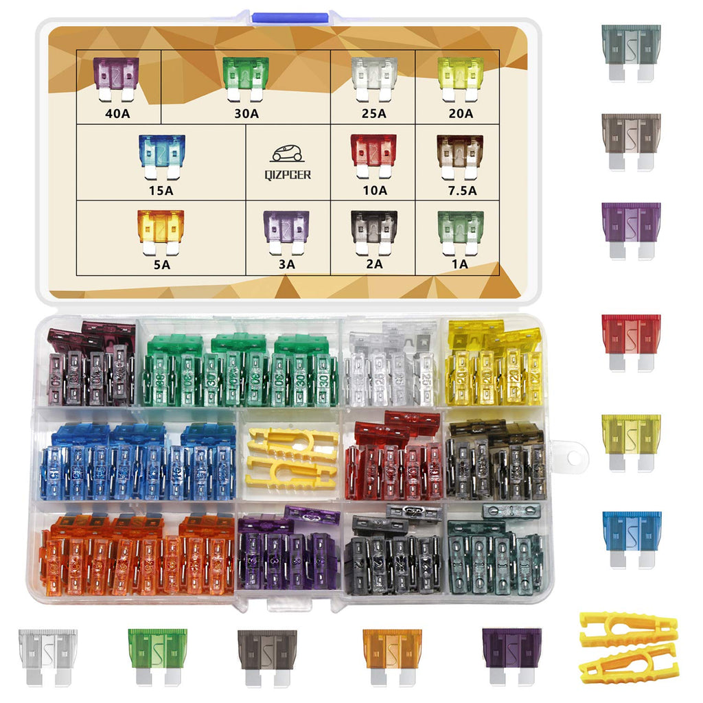 JOREST 120Pcs Car Fuse Kit - Replacement Fuses Assortment Kit for  Car/RV/Truck/Motor (2Amp 3A 5A 7.5A 10A 15A 20A 25A 30A 35A 40A) - Micro  Blade Fuses