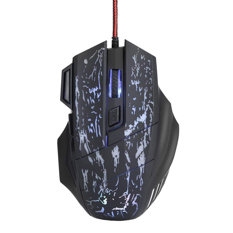 [Australia - AusPower] - FastUU Gaming Mouse, 7 Buttons 5 Adjustable DPI USB Black Wired Game Gaming Mouse 7 Colors Ergonomic Optical Computer Gaming Mice for Windows 7/8 / 2000 / XP/Vista, for Mac OS and Above 