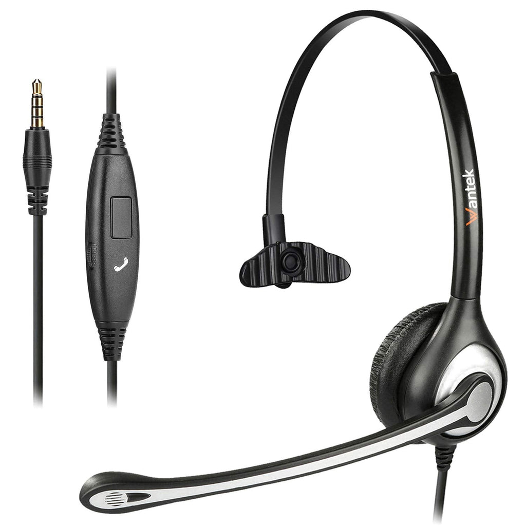 [Australia - AusPower] - Cell Phone Headset with Microphone Noise Cancelling & Call Controls, 3.5mm Computer Headphones for iPhone Laptop PC Tablet Skype K12 School Classroom Home Office Business, Clear Chat, Ultra Comfort 